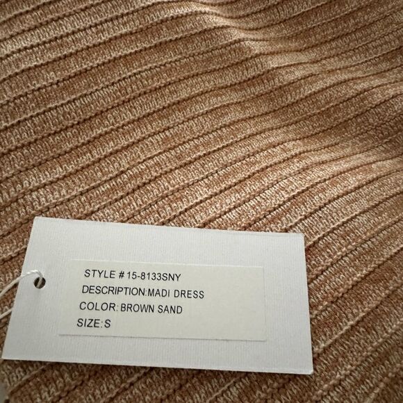 NWT Ronny Kobo Darcy Madi Open-Back Knit Maxi Dress S BROWN SAND - Picture 6 of 6